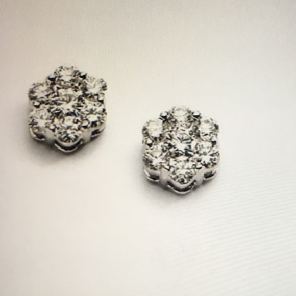 SAKS FIFTH AVE NIB AUTHENTIC LUXURY COLORLESS DIAMONDS/18K WHITE GOLD EARRINGS - Picture 15 of 15